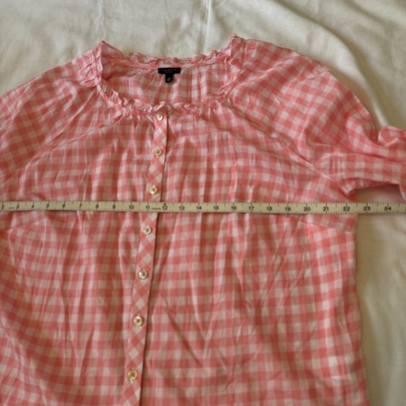 Talbots Plus Petite 1X Pink & White Check Button Down Blouse Top 1XP Preppy - Picture 5 of 8
